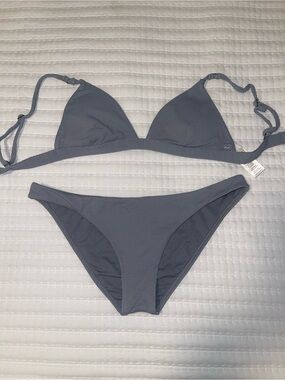 Billabong Textured Triangle Bikini Top in Slate Gray-Blue